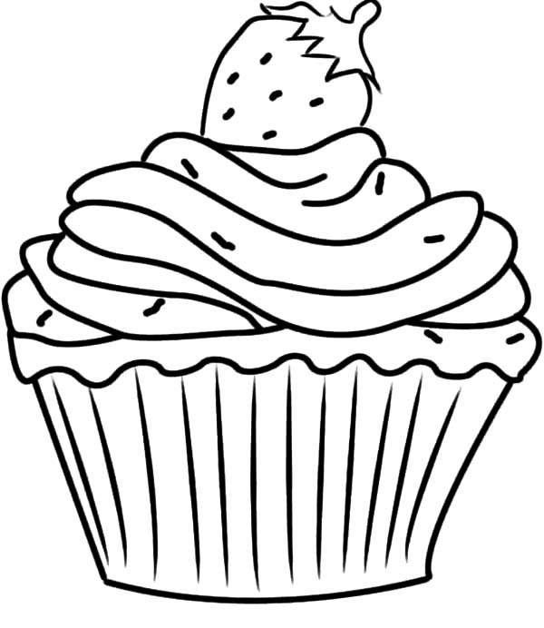 Strawberry on top cupcakes coloring pages