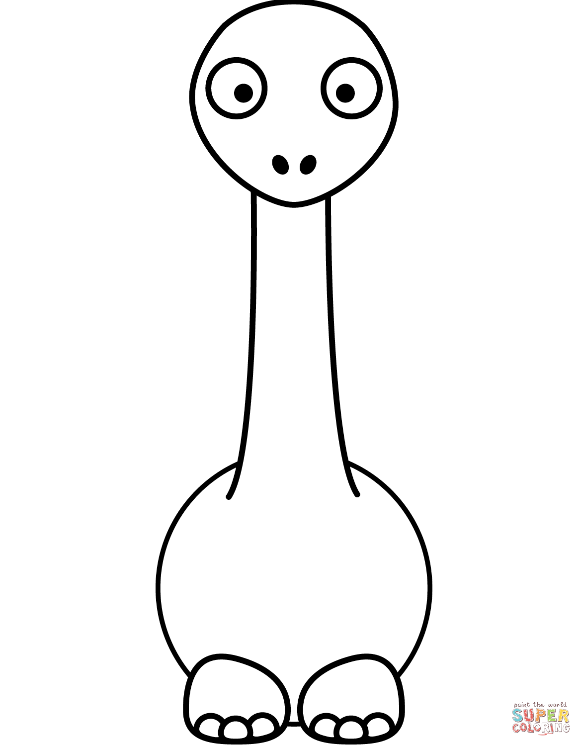 Cartoon diplodocus dinosaur coloring page free printable coloring pages