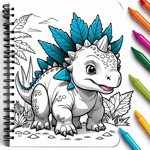 Cute baby dino for coloring book
