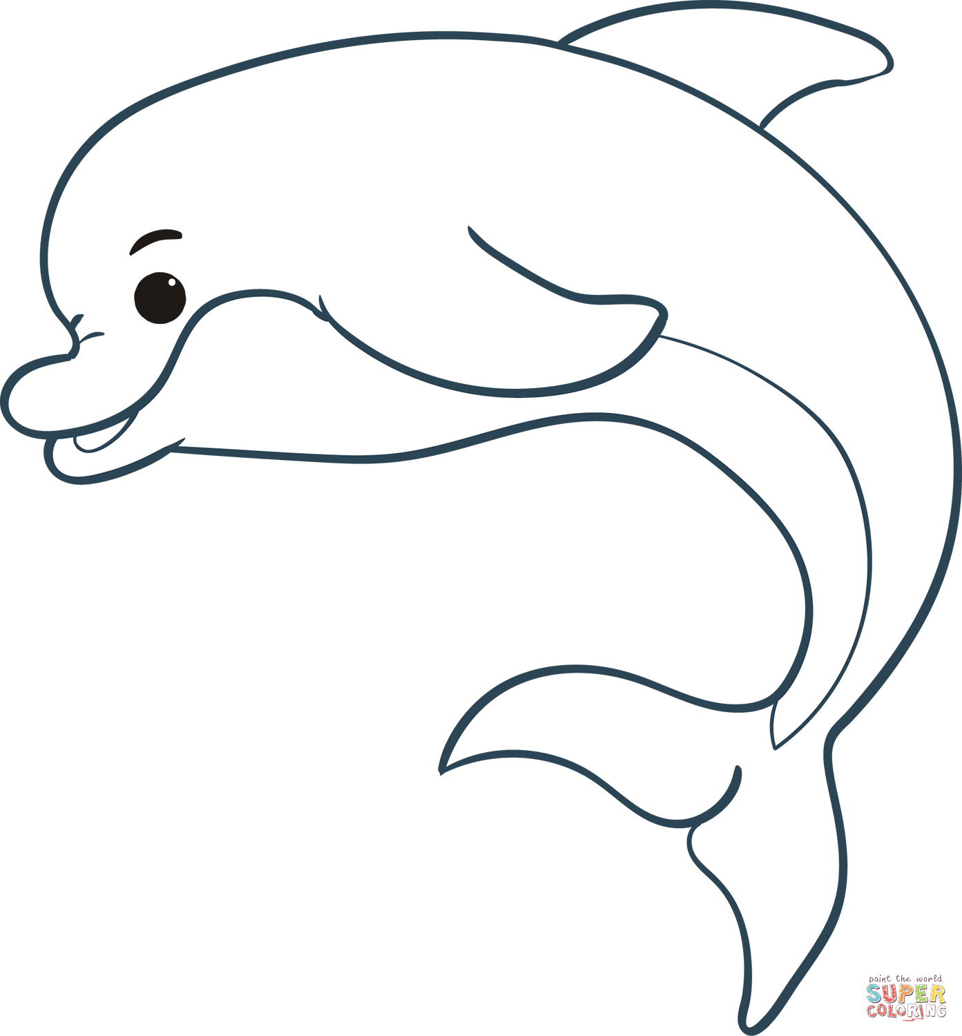 Cute dolphin coloring page free printable coloring pages