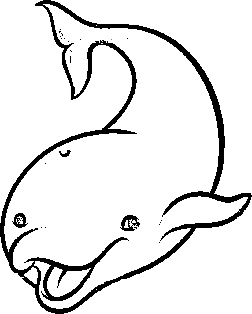 Cute cartoon dolphin coloring page