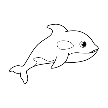 Premium vector cute whale fish cartoon characters vector illustration for kids coloring book