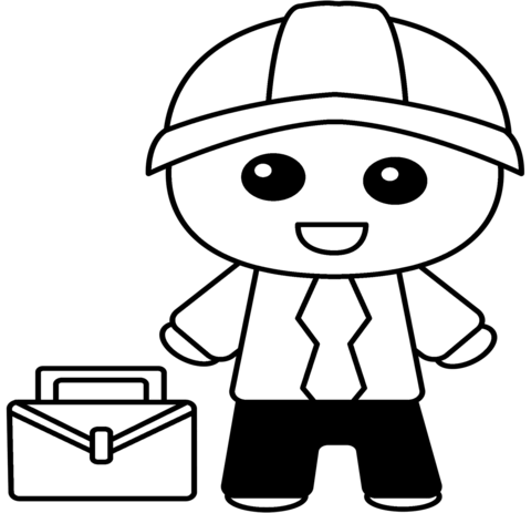 Cartoon architect coloring page free printable coloring pages
