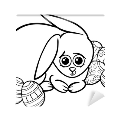 Wall mural easter bunny cartoon for coloring book