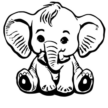 Premium vector cute baby elephant hand drawn cartoon sticker icon concept isolated illustration