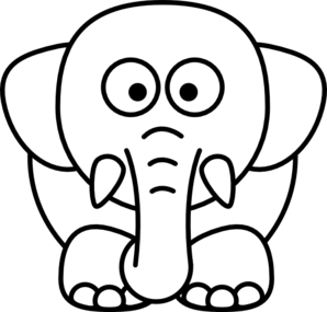 Cartoon elephant bw clip art at