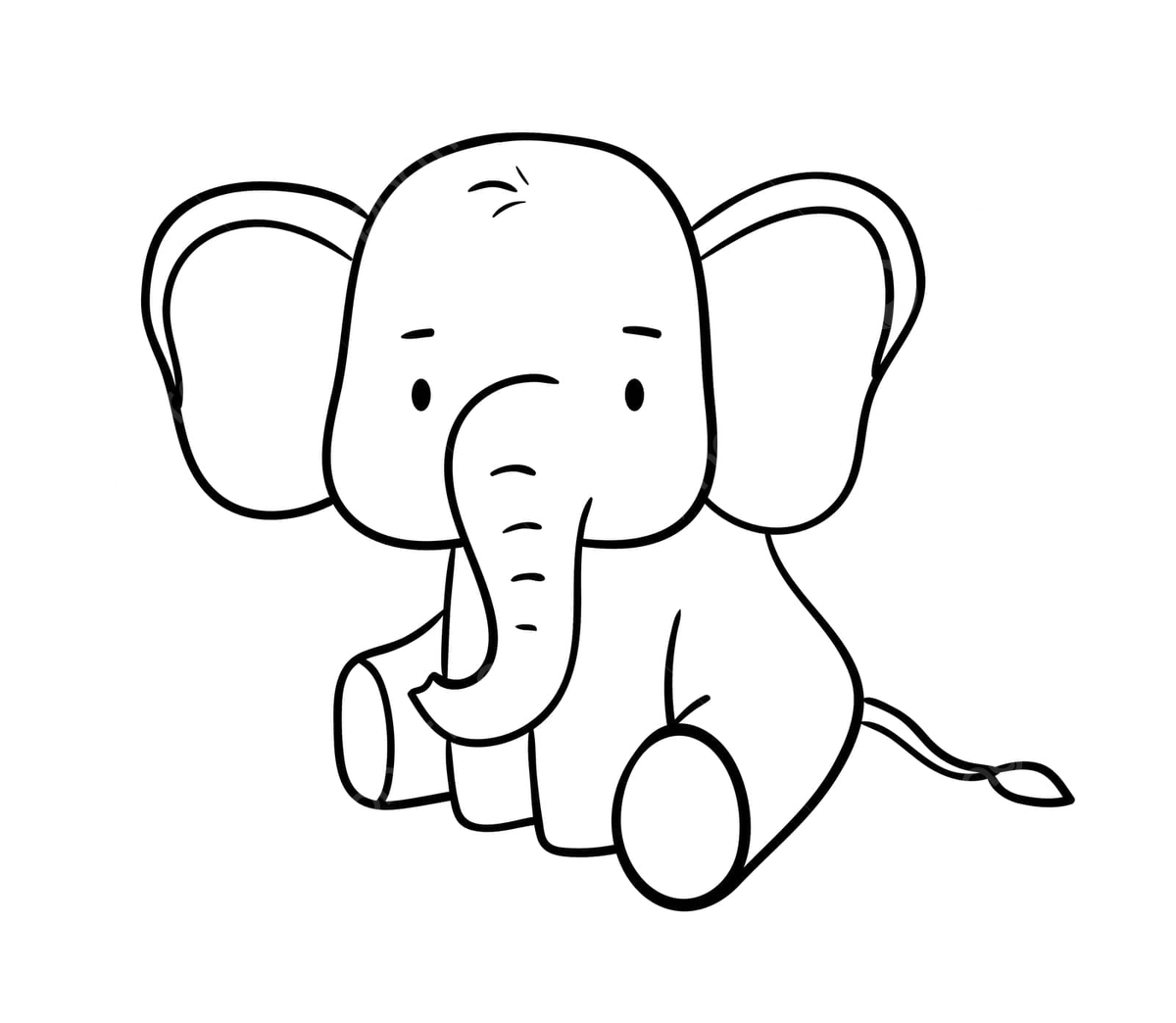 Adorable baby elephant in outline design perfect for coloring books vector illustration of this cute animal isolated on a white backdrop vector elephant drawing animal drawing book drawing png and vector with