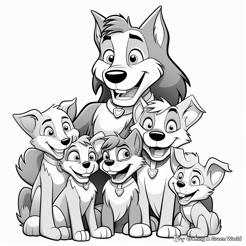 Wolf family coloring pages