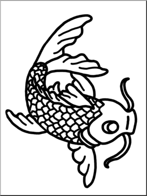 Clip art cartoon koi bw