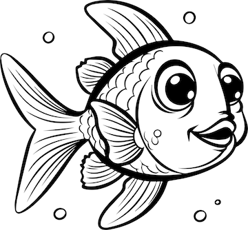Premium vector a fish colouring pages for kids vector illustration