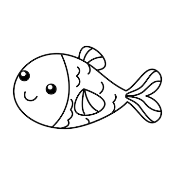 Premium vector cute fish coloring page