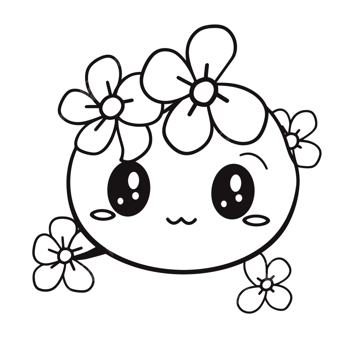 Cute cute cartoon flower face coloring pages outline sketch drawing vector flower drawing car drawing cartoon drawing png and vector with transparent background for free download