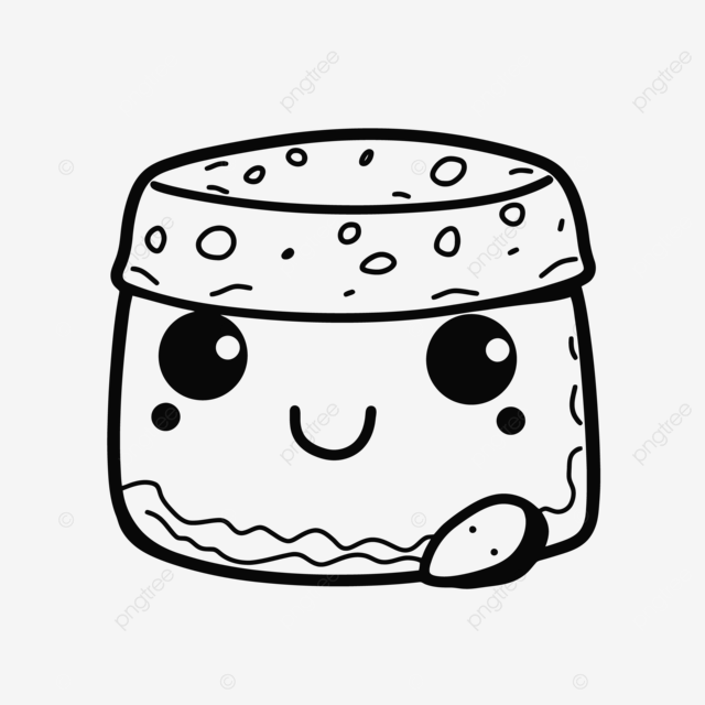 Cute coloring pages cartoon clipart of a jar of cream with a smile outline sketch drawing vector car drawing cartoon drawing wing drawing png and vector with transparent background for free download