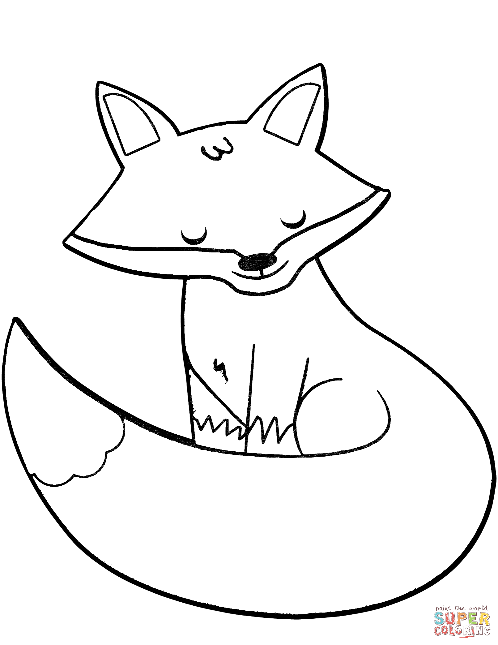 Cartoon fox coloring page free printable coloring pages