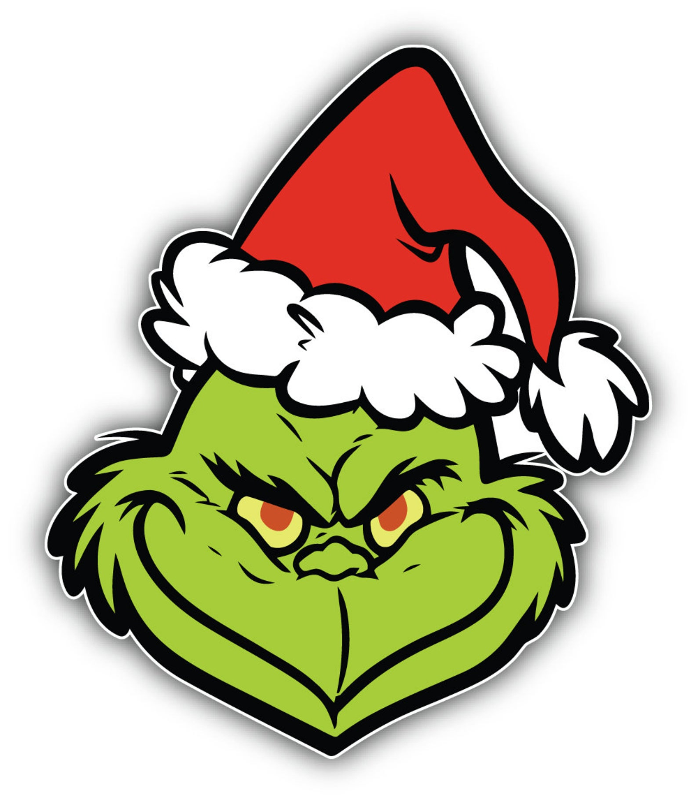 The grinch cartoon face sticker bumper decal etsy plantilla de cara dibujos de navidad faciles grinch