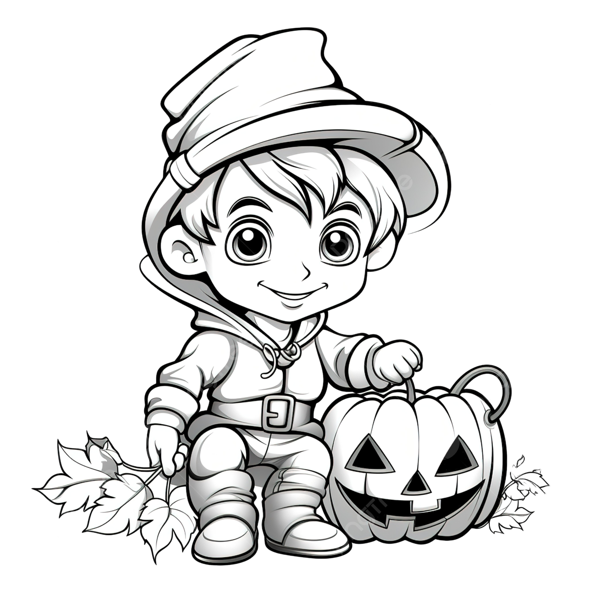 Coloring book with a cute boy in the halloween pumpkin pumpkin drawing book drawing halloween drawing png transparent image and clipart for free download