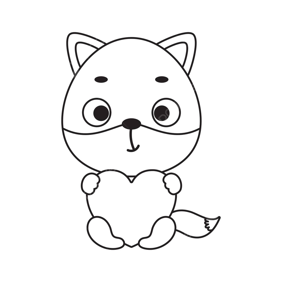 Cute fox holds heart coloring page for kids vector heart drawing fox drawing ring drawing png and vector with transparent background for free download