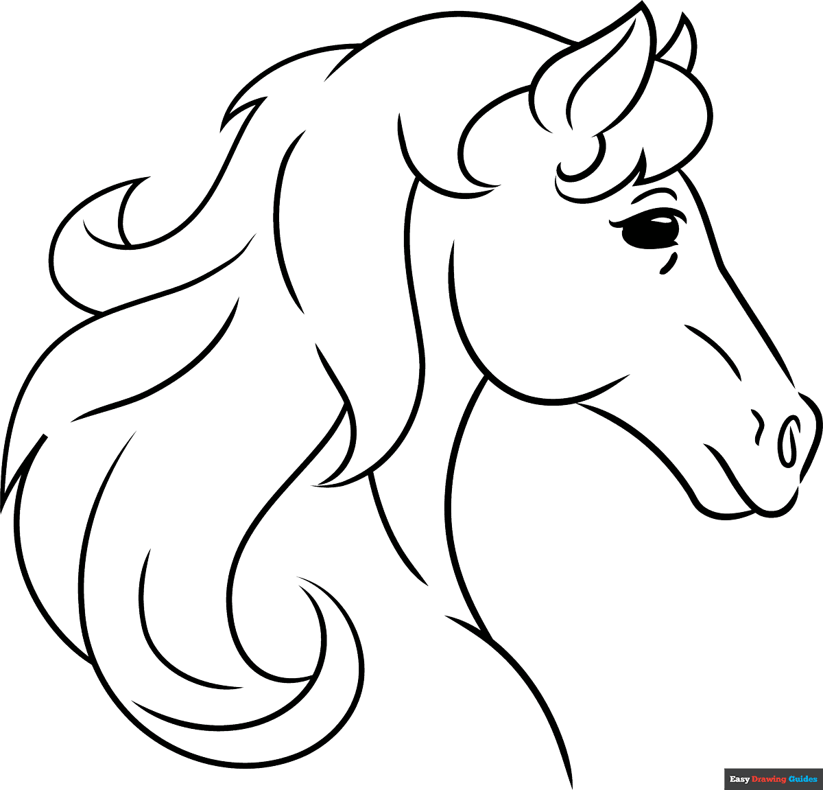 How to draw a horse head outline