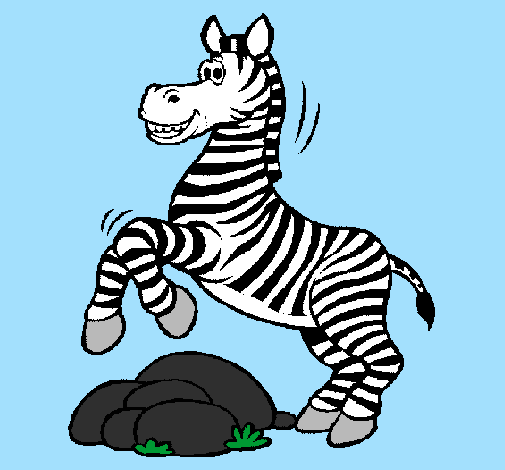 Colored page zebra jumping over rocks painted by aaricia