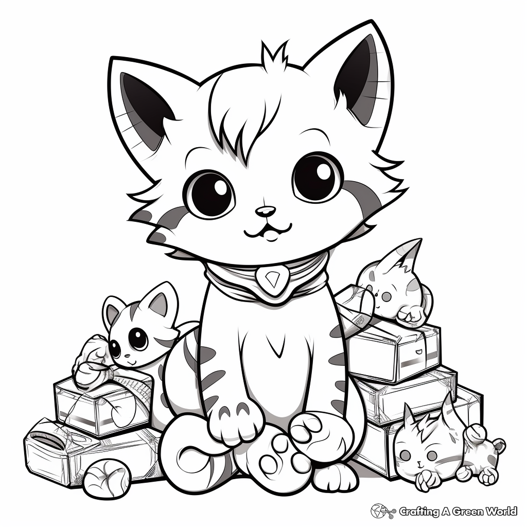Chibi cat coloring pages