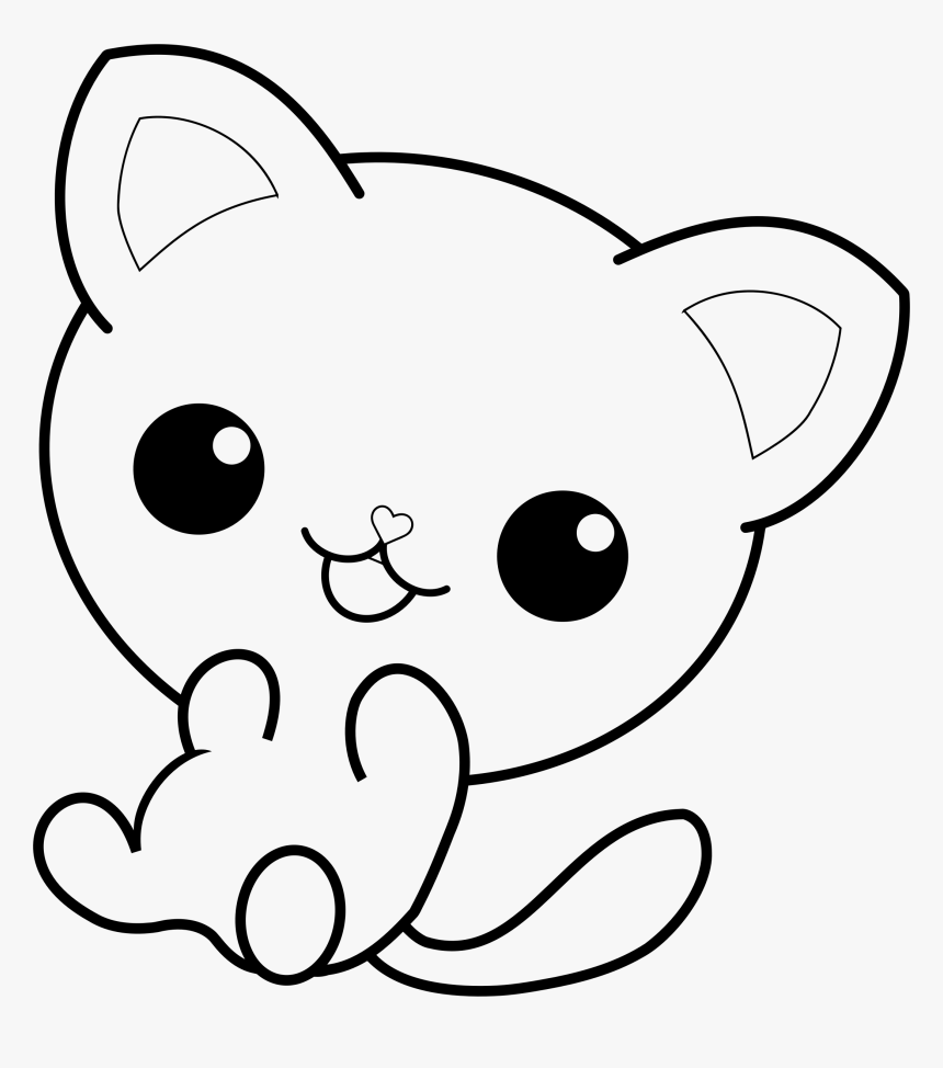 Kawaii kitty line art