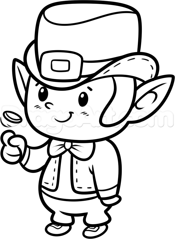 How to draw a chibi leprechaun step by step st patricks day seasonal free online drawing tutorial addeâ saint patricks day art drawings cute coloring pages