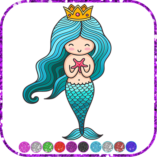 Mermaid rainbow glitter coloring book