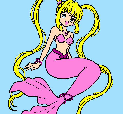 Colored page mermaid with pearls painted by mermaid melody luchia