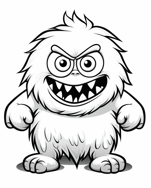 Cute cartoon monster coloring page free midjourney prompt