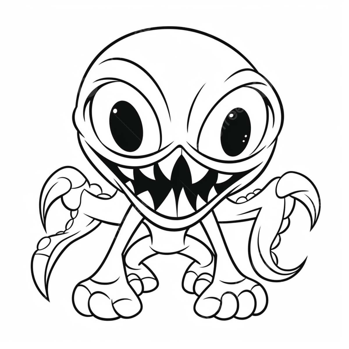 Coloring page of a monster with his teeth basic simple cute cartoon venom outline isolated on white background children s coloring page png transparent image and clipart for free download