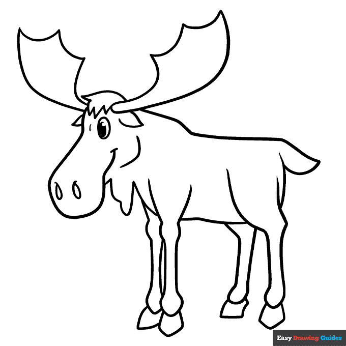 Easy cartoon moose coloring page easy drawing guides