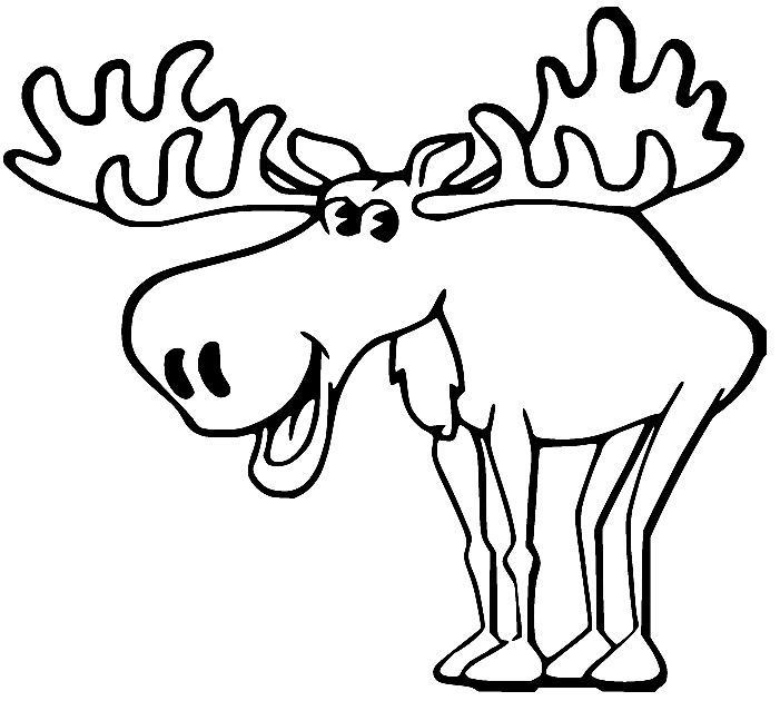 Happy moose coloring page