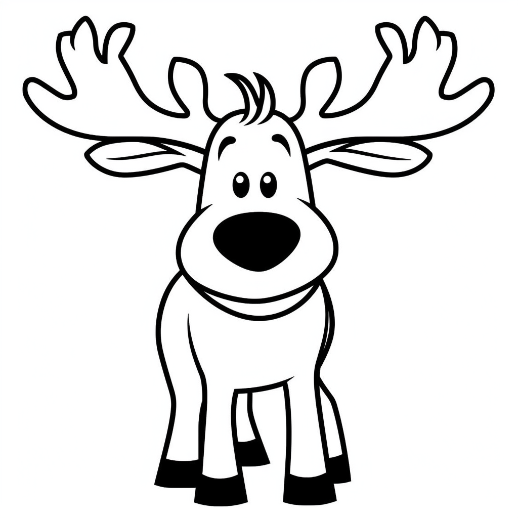 Theme canada moose simple clipart coloring book for kids minimalist cartoon vector line art thick solid black lines black and white isolated on white background