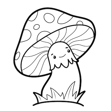 Premium vector coloring book or page for kids mushroom black and white vector illustration