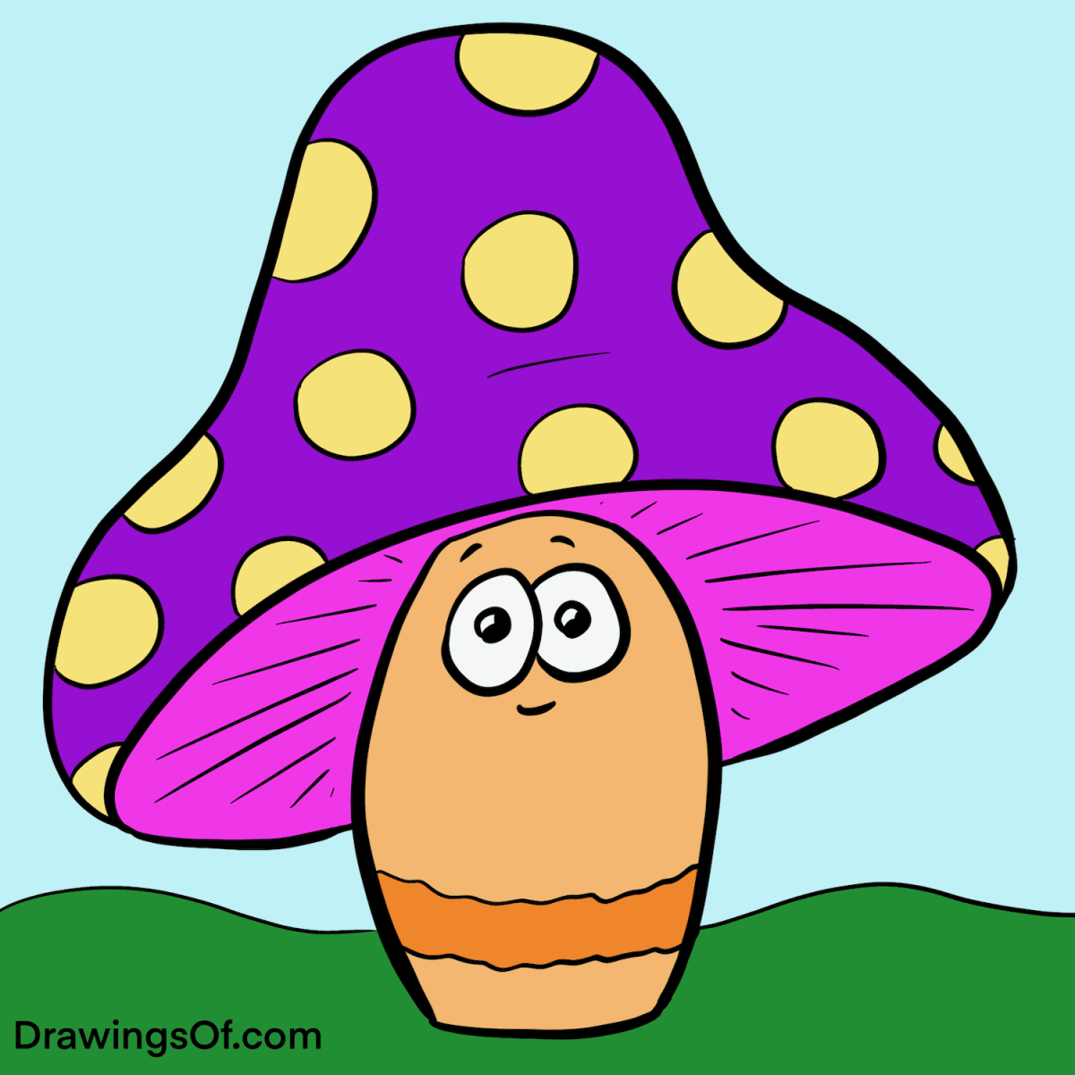 Mushroom drawing cute easy instructions