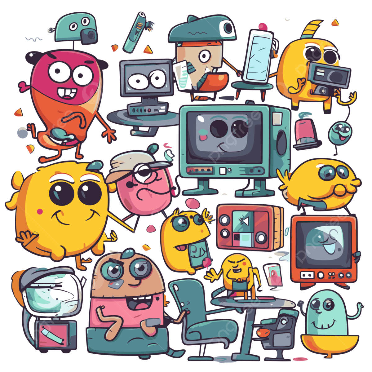 Network clipart doodle character set cartoon vector animation illustration network clipart cartoon png and vector with transparent background for free download