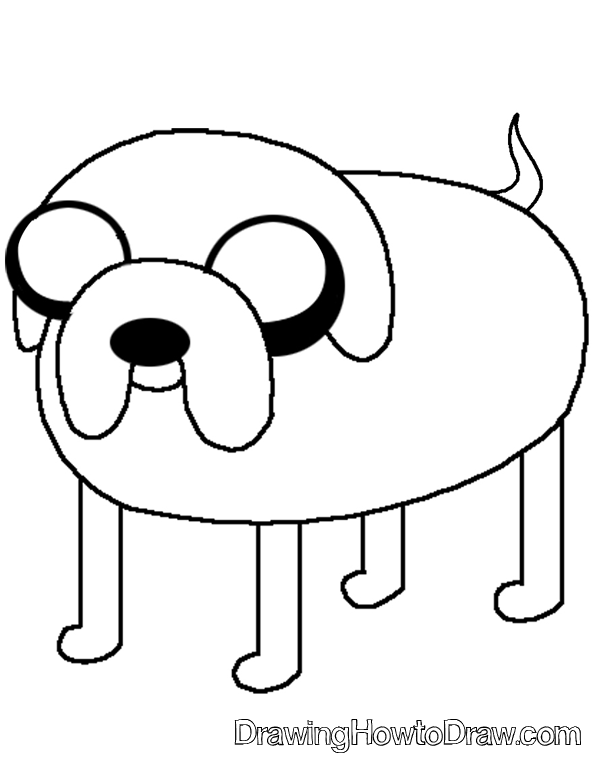 How to draw jake the dog from adventure time on cartoon network with easy steps