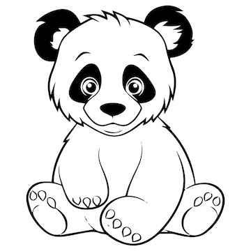 Premium vector cute panda silhouette coloring page vector illustration