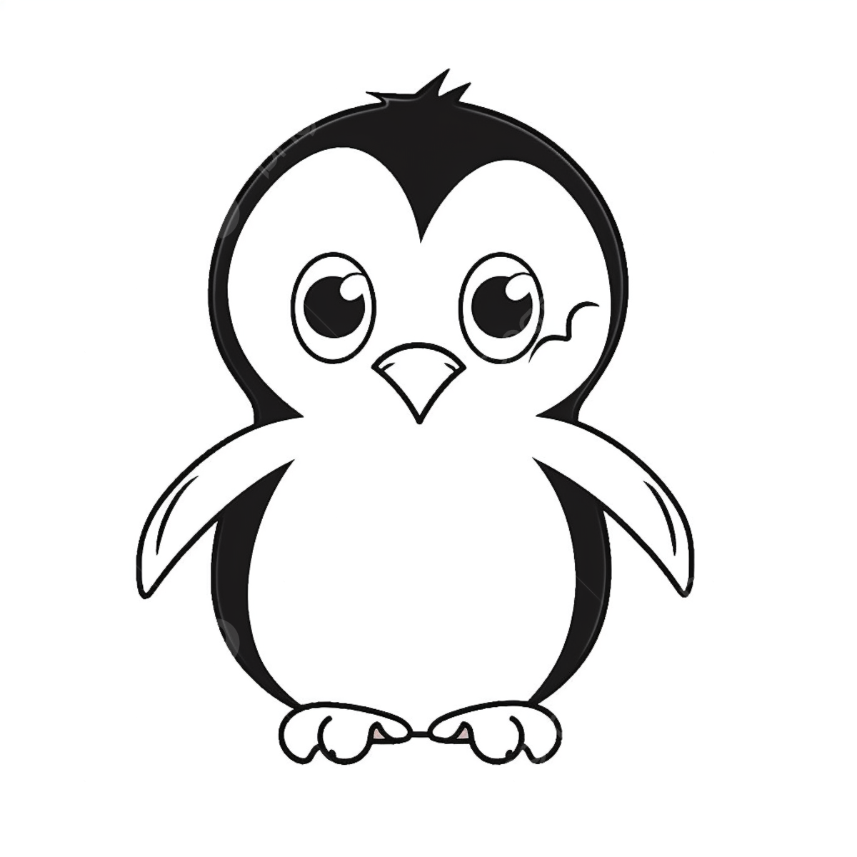 Cute little penguin coloring on a white background penguin drawing ring drawing color drawing png transparent image and clipart for free download