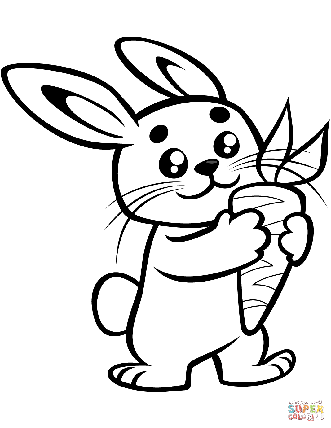 Cute baby bunny with a carrot coloring page free printable coloring pages