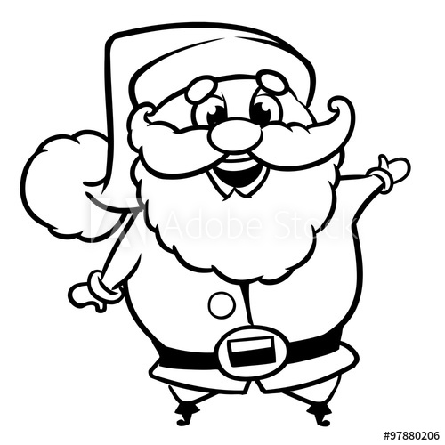 Black and white coloring page outline of a santa claus christmas character line art