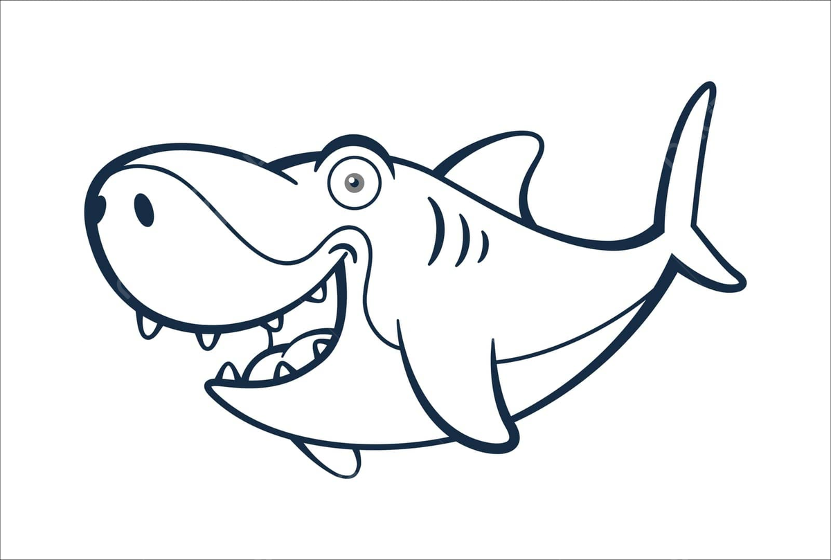 Big smile shark cartoon character outline illustration fish teeth vector illustration fish teeth png and vector with transparent background for free download