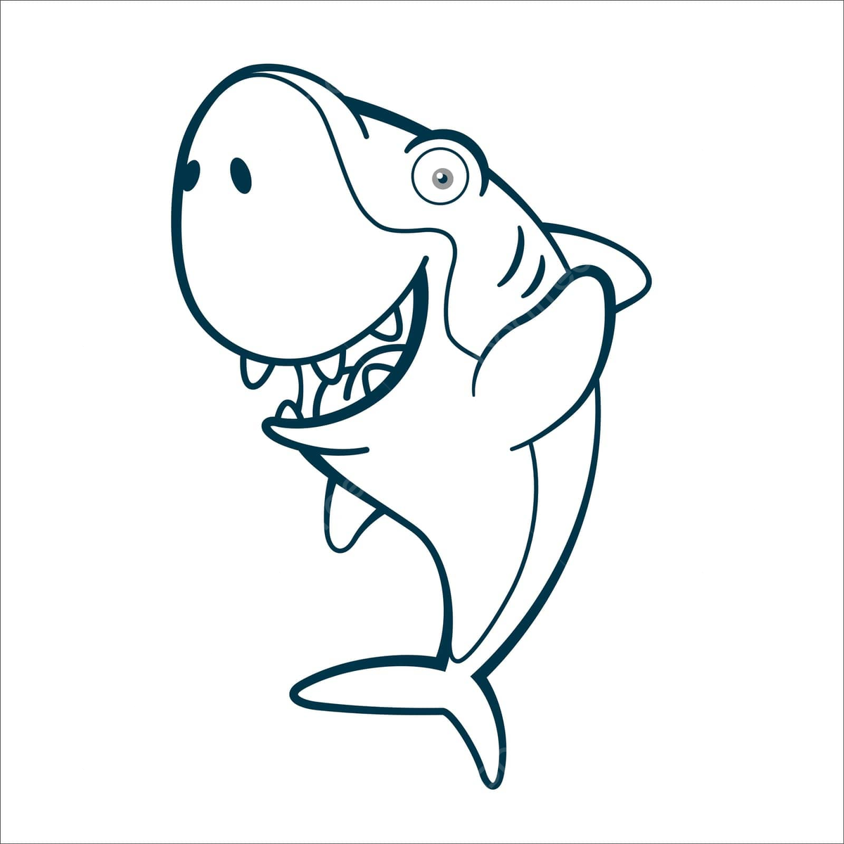 Shark cartoon outline png vector psd and clipart with transparent background for free download
