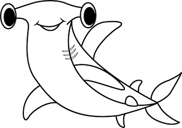Premium vector cartoon hammerhead fish for coloring book
