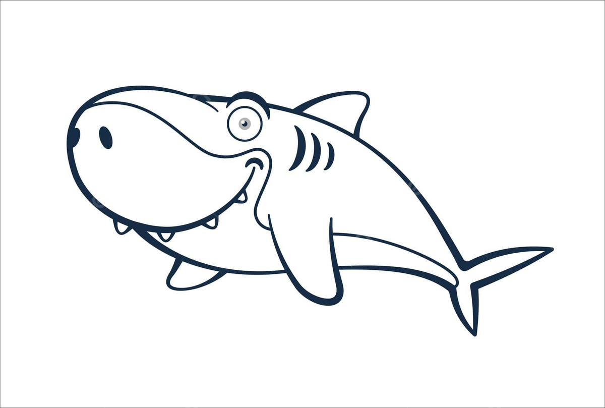 Shark with smile cartoon character outline cartoon hand character vector cartoon hand character png and vector with transparent background for free download