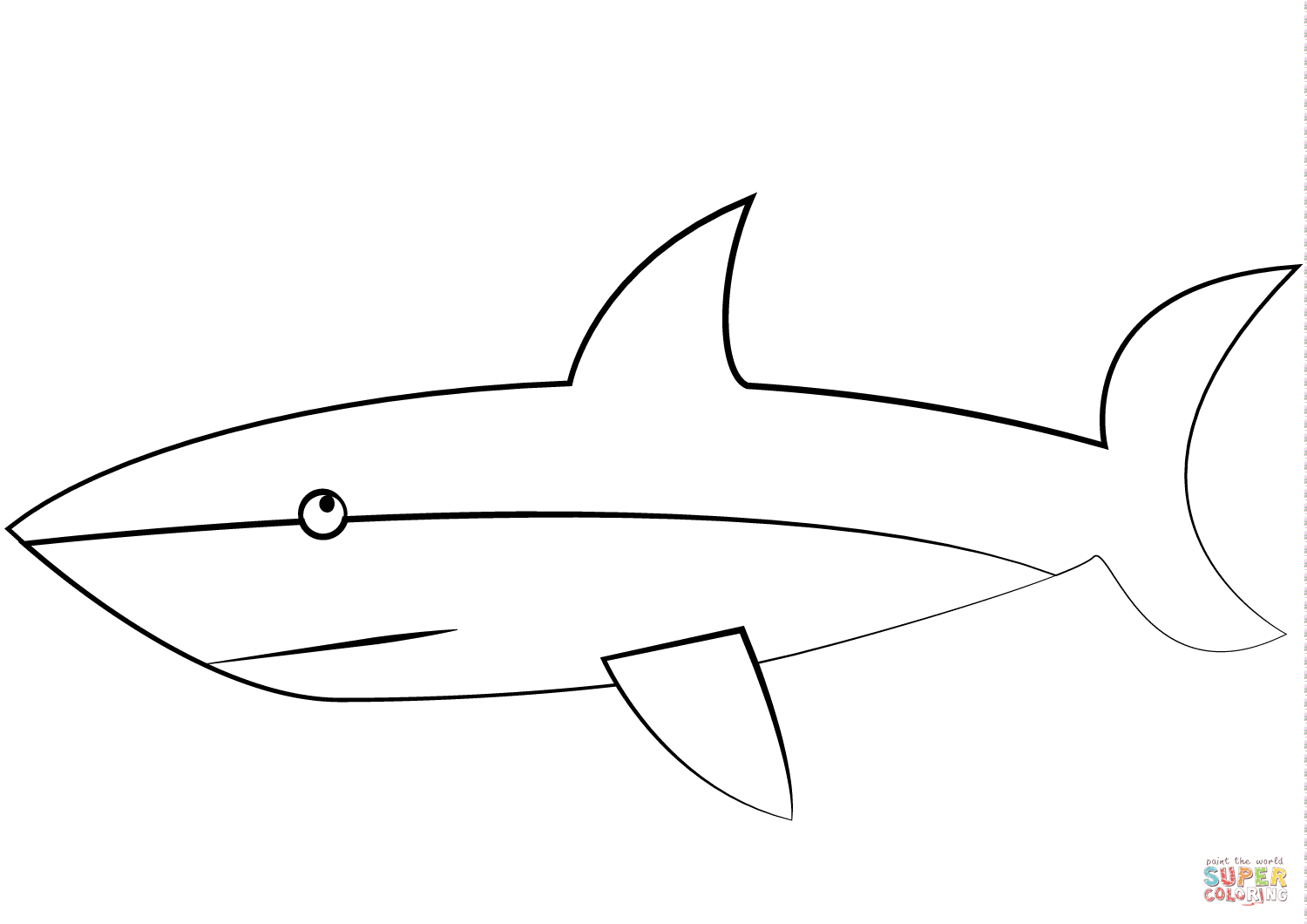 Cartoon great white shark coloring page free printable coloring pages