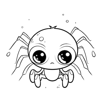 Premium vector cute cartoon spider vector illustration coloring book for children