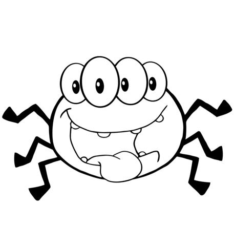 Happy cartoon spider coloring page free printable coloring pages