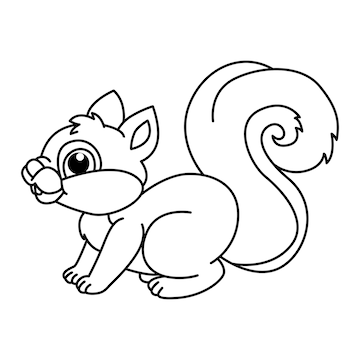 Premium vector funny squirrel cartoon characters vector illustration for kids coloring book