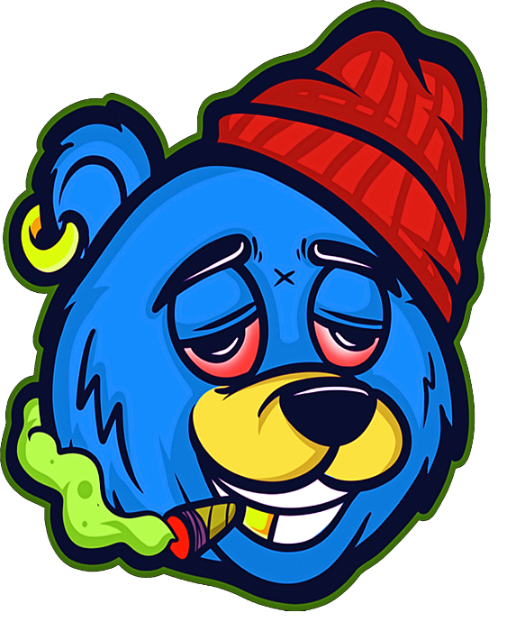 Stoned bear character zip pouch by calnyto